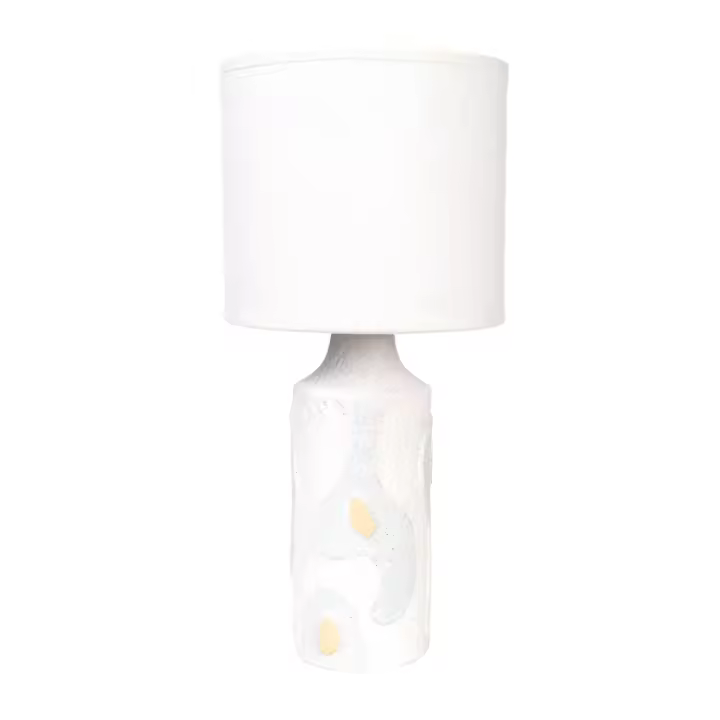 LAMPARA CERAMICA RELIEVE CELESTE/BEIGE C/PANTALLA HM1126 FIJALO - 1