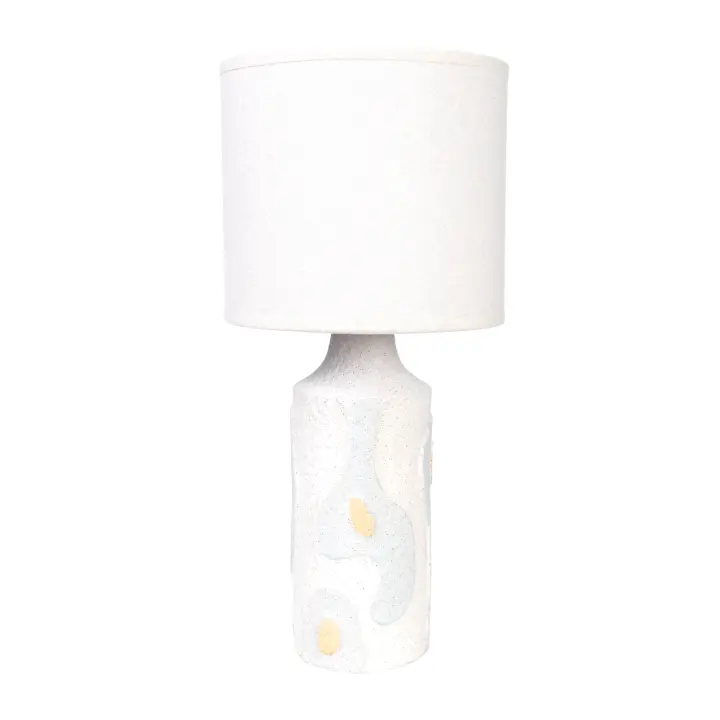 LAMPARA CERAMICA RELIEVE CELESTE/BEIGE C/PANTALLA HM1126 FIJALO - 1
