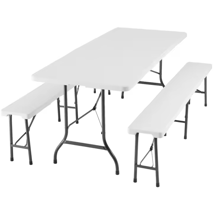 Tectake - Juego de mesa de camping plegable  Juego compacto de mesa de camping plegable  Set estable y resistente  Estructura de acero lacado - 1