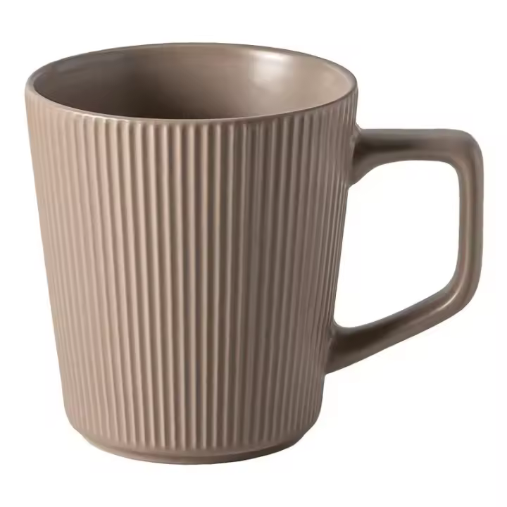 Taza De Café De Cerámica Nórdica De 500ML Color Sólido Con Rayas Para Agua Leche Jugo Uso Doméstico Y Oficina Taza Ecológica Práctica - 1