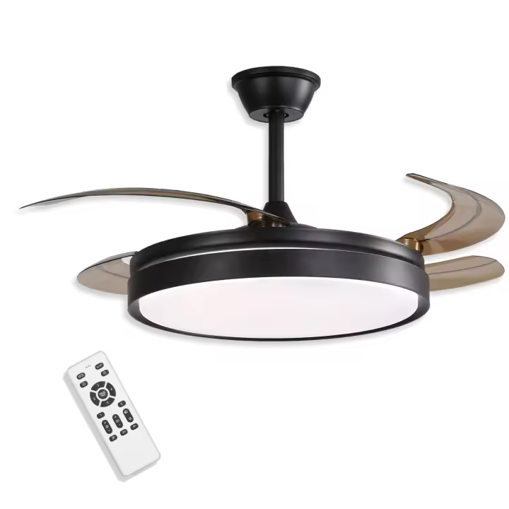 Ventilador de Techo 42" LED 48W Negro – Motor DC Silencioso, Aspas Transparentes retráctiles, 6 Velocidades, Reversible, Mando a Distancia - 1