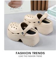 Sandalias De Mujer 9CM Gruesas Para Verano Zapatillas De Playa Con Tacón Alto Suela Suave Impermeables Para Jardín Y Exterior - details 5