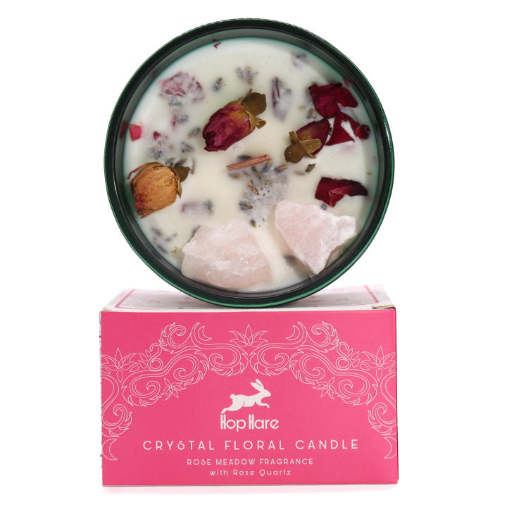 Viva Esencia – Vela mágica con flores y gemas para rituales de amor, conexión de almas y energía vibrante. Hecha con cera de soja natural. Ideal para regalar o meditar. Hop Hare – Ancient Wisdom