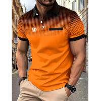 Camisa Polo Para Hombre De Diseño Gradiente Y Manga Corta Estilo Casual Para Verano Cierre Con Botones Top Transpirable - details 1