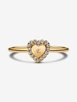 Pandora - Anillo de Halo de corazón grabable - Baño de Oro de 14K - details 2