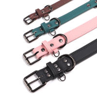 Collar De Cuero Suave Ajustable Para Perros PU Para Pequeños Medianos Y Grandes Raza Pitbull En Rosa Tamaños S-XL - details 5