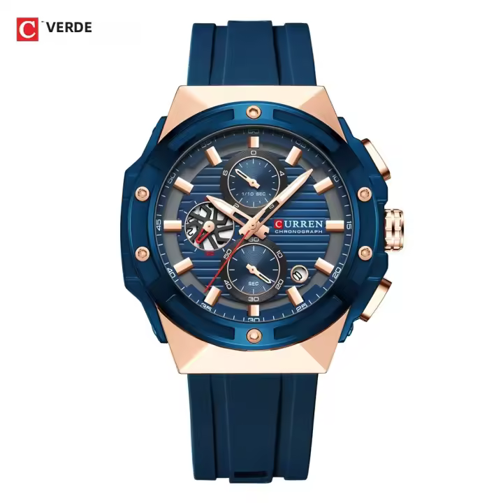 Reloj Deportivo Multifuncional CURREN Moda Con Correa De Silicona Y Dial Luminoso Manos Luminosas Cronógrafo De Cuarzo Diseño Creativo Resistente Al Agua - 1