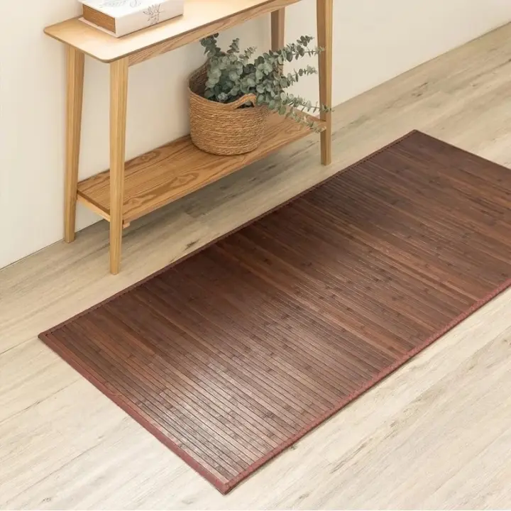Dcasa Alfombra pasillera de bambú marrón nogal de 75 x 175 cm - 1