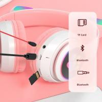 Auriculares Bluetooth 5.0 Con Lámpara De Flash Y Orejas De Gato Para Niñas Soporte TF Card Micrófono Inalámbricos Regalo De Cumpleaños - details 5