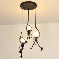 Lámpara Colgante LED Vintage De Hierro Pequeño Hombre Para Decoración De Hogar Dormitorio Infantil Mesa De Comedor Estilo Moderno E27 - details 0
