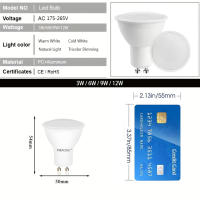 12PCS Bombilla LED GU10 AC220V 3W 6W 9W 12W Ángulo De Haz De 120 Grados Para Iluminación De Hogar Y Oficina Lámpara De Decoración - details 1