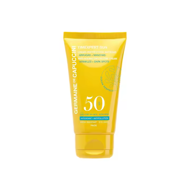 Germaine de Capuccini Crema Protectora Antiedad SPF50 360012 Protección completa contra UVA, UVB, infrarrojos y luz azul. Combate arrugas y manchas solares, dejando la piel protegida y luminosa. Ideal para toda la familia. - 1