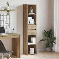 vidaXL Estantería madera contrachapada madera vieja 36x30x171 cm en color Madera antigua/Roble artisan | almacenamiento funcional diseño moderno para baño dormitorio sala - details 1