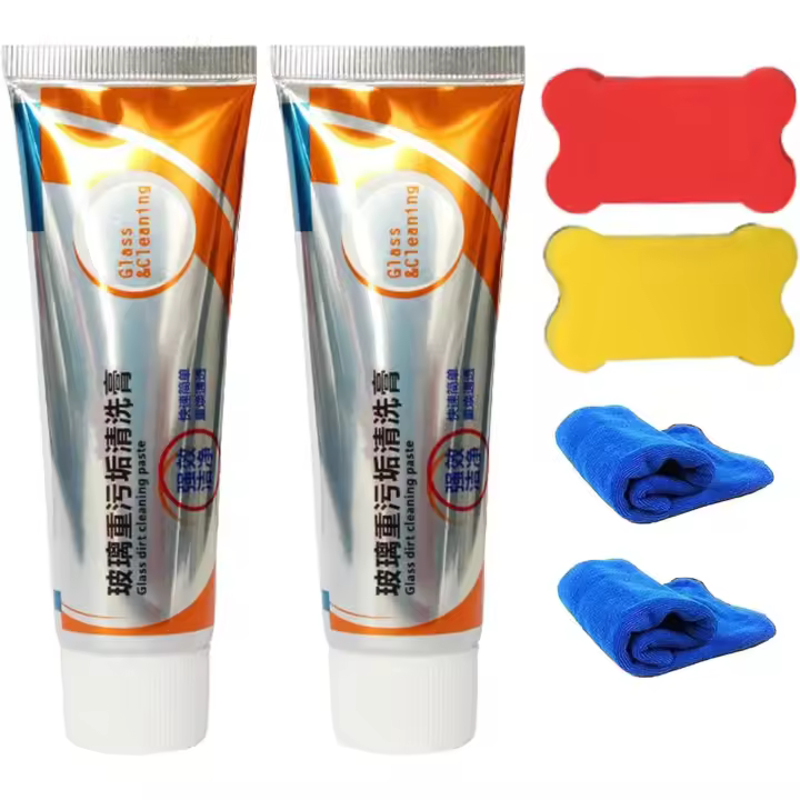Pasta quitapelusas de aceite para vidrio, pulido de vidrios de autos, limpiador de película de aceite para parabrisas de baño, ventana y parabrisas delantero (juego de 2) - 1