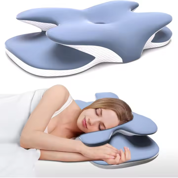 Almohada De Espuma De Memoria Ergonómica Para Alivio Del Dolor De Cuello Con Funda De Seda Hielo Ajustable Para Dormir En Lado Y Espalda - 1