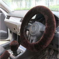 Cubierta De Volante De Coche Personalizada 3pcs Color Sólido Plush Accesorios Para Decoración Automóvil Adecuado Para Mujeres - details 2