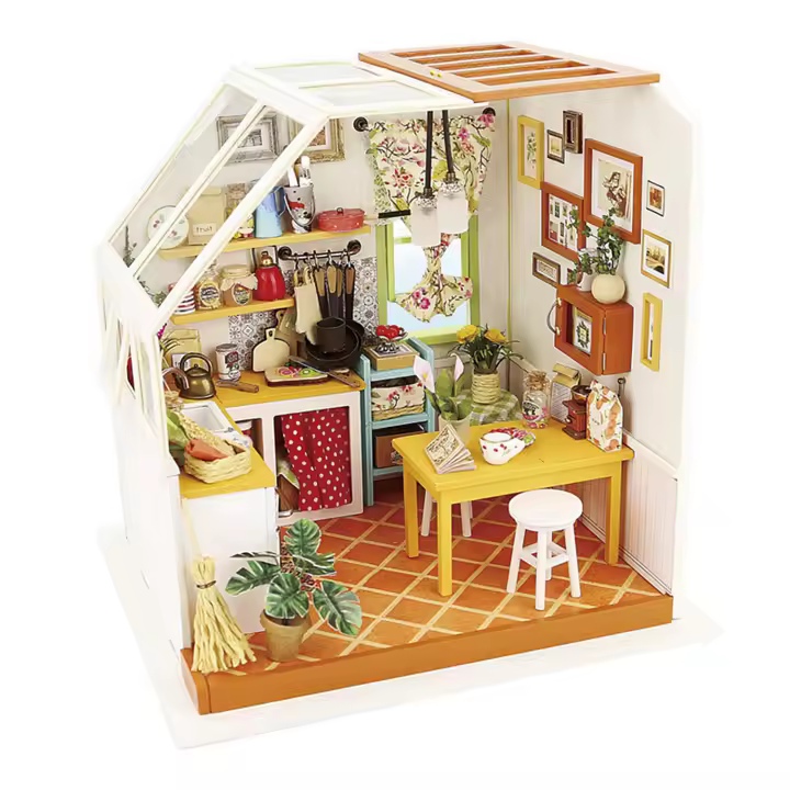 DAM. Cocina Jasons. Casa de muñecas maqueta de madera para pintar y montar. 19x16,5x19,7cm - 1