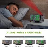 Reloj despertador digital con proyección de 180 °, con espejo LED, pantalla grande, pantalla de temperatura, despertador digital con repetición, fecha, 3 brillo, para dormitorio y oficina - details 4