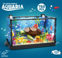 HUIQIBAO MOC Bloques De Construcción De Acuario Con Luz Juguete Creativo Para Niños Forma De Jirafa Mariposa Y Oso ABS Compatible Con Lego - details 5