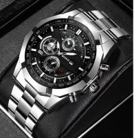 Reloj De Cuarzo De Moda Con Dial Mixto De Tres Ojos Y Correa De Acero Para Negocios Estilo Casual Sin Resistencia Al Agua - details 1