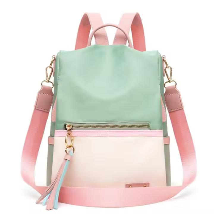 Mochila escolar de tela Oxford para mujer, bolso de hombro de Color caramelo, mochila de viaje para niña adolescente y niño - 1