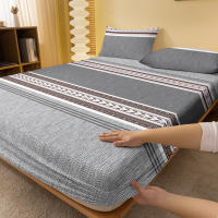 Sábana Ajustada Moderna Y Simple De Geometría Imprimida Mate Sin Almohadillas Cama Dormitorio Cobija De Cama De Poliéster 100% - details 2