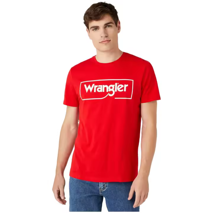 Camiseta de Manga Corta Wrangler Frame Logo Tee para hombre en color rojo - 1