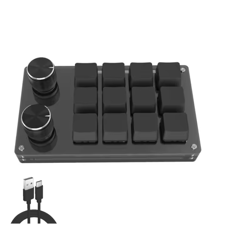 Teclado Mini Mecánico USB Con Macro 12 Teclas 2 Botones De Ajuste Para Programación DIY Gaming Y Dibujo Intercambiables Hotswap Portátil Romoral - 1