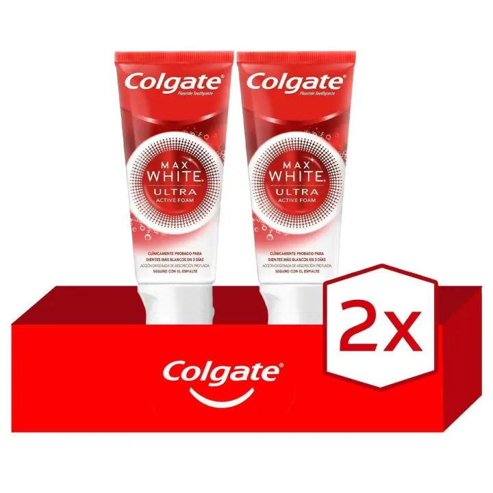 Pasta de dientes blanqueadora Colgate Max White Ultra Active Foam, dientes blancos 50ml X2 - 1