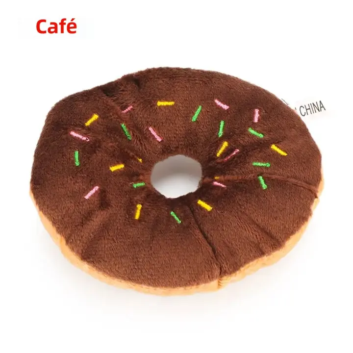 Juguete Interactivo Para Perros Donut Masticable Con Sonido Squeaky Juguetes De Peluche Para Mascotas Alimentos Para Mascotas - 1