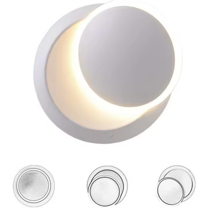 Aplique de pared LED giratorio de 350 grados, lámpara de pared moderna para interiores, ángulo de iluminación ajustable, blanco cálido (5 W, blanco) - 1