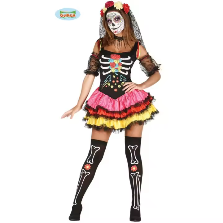 DISFRAZ DE COLOR CATRINA ADULTA GUIRCA - 1