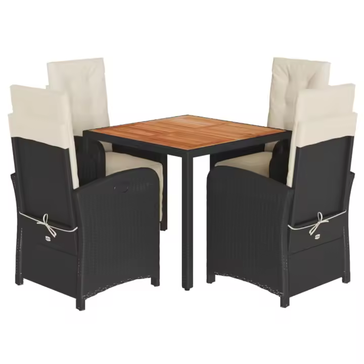 vidaXL Set de muebles jardín 5 pzas con cojines ratán sintético negro - 1