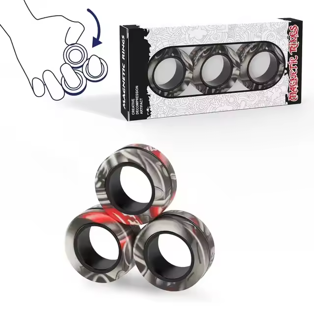 Juego De Anillos Magnéticos Para Adultos Juguete Antiestrés Spinner Magnético Regalo Great Para Adolescentes Y Niños (3PCS) - 1
