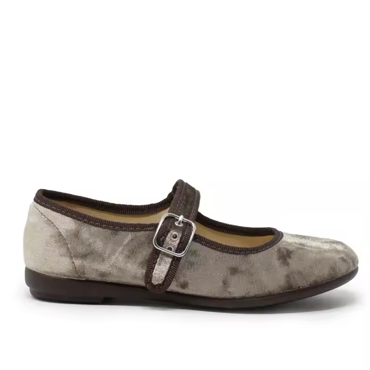 VULLADI 5409-366 Zapatos vestir niña 33389 24I MERCEDES CORREA HEBILLA TERCIPELO TAUPE - 1