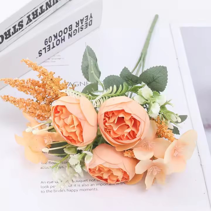 Flores Artificiales De Seda Peonia Y Hydrangea Para Boda Fiesta Vaso Decoración De Hogar Accesorios De Mesa Navidad Guirnalda Scrapbook - 1