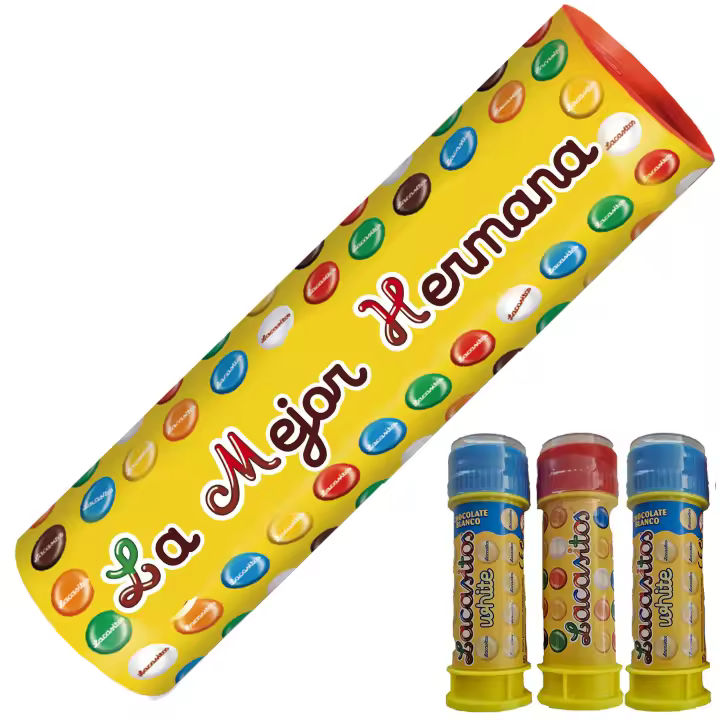 Lacasitos Megatubo 1,5 KG-La mejor hermana + 3 POMPEROS LACASITOS - 1
