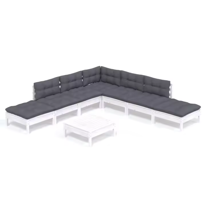 vidaXL Muebles de jardín 8 pzas con cojines blanco madera de pino - 1