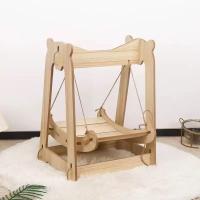 Columpio de Madera para Gatos, Diseño Elegante, Juguete Interactivo para Mascotas, Color Natural, 39*29*49.5CM - details 1