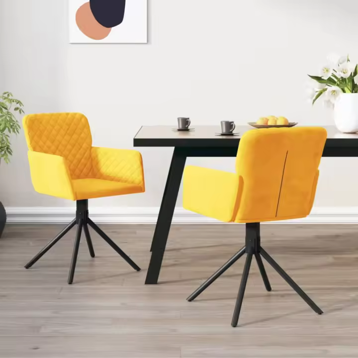 vidaXL Sillas de comedor giratorias 2 unidades terciopelo en color Gris oscuro/Negro/Amarillo y más | cómodas modernas ergonómicas para comedor cocina salón hogar - 1