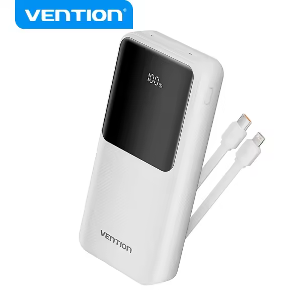 Vention power bank 20.000mah - multiples interfaces usb - carga rapida - cable usb-c incluido - color blanco - 1