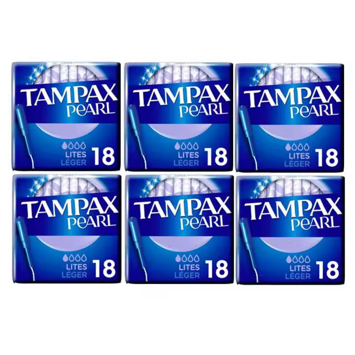 Tampax Pearl Lites Tampones Con Aplicador, Combinación Líder De Tampax De Comodidad Y Protección, 6x18 Unidades - 1