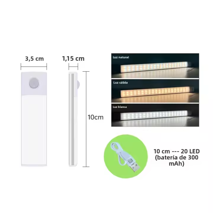 Luz Nocturna LED Recargable Por Sensor De Movimiento Ultrafina Para Decoración De Dormitorio Escalera Armario Cocina - 1