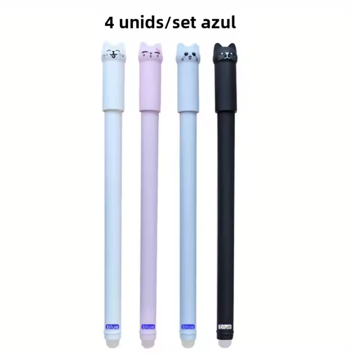 Juego Creativo De 4/8/12 Rotuladores Gel Borrables 0.5mm Tinta Azul/Marrón Lavable Set De Escritura Para Oficina Y Escuela - 1