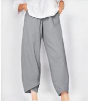 Pantalones bombachos Holgados de Lino y Algodón para Mujer, pantalón informal, Talla Grande, Verano, Fashion Irregular, informal, High Belt, elástico Belt, rectos, suelta, pantalones Cargo de Verano para Mujer - details 9
