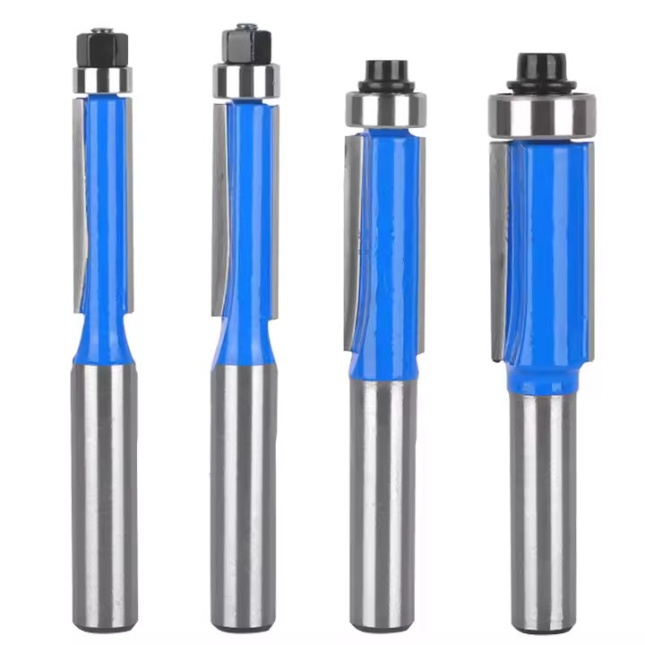 Juego de 4 Brocas para enrutador de 8mm, Brocas para enrutador De Copia de Madera, Brocas para enrutador con Corte superior, Corte Al Ras de fresco, para Corte de carpintería de bricolaje (4) - 1