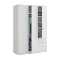 Meimon Armario de 3 puertas y 3 cajones con barra de colgar de aluminio extraíble, guías correderas metálicas para cajones, bisagras y soportes metálicos, tacos ABS antirruido, estantes regulables, acabado en tablero melaminizado tipo E1 - details 0