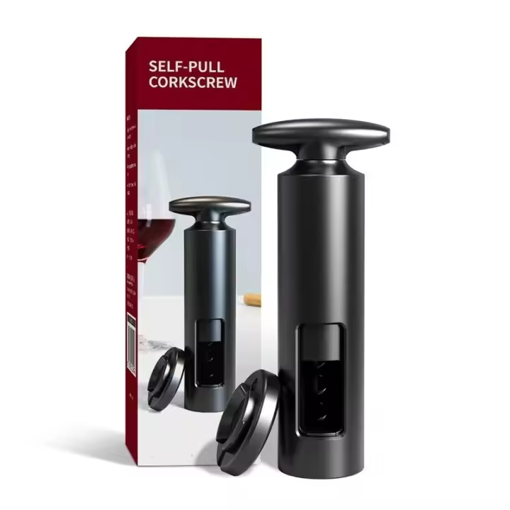 Abrebotellas Manual Creativo Con Cortador De Sellado Para Vino Espumoso Herramienta De Cocina Eco-amigable Multifuncional Negro Acero Inoxidable ABS - 1
