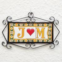 Letras y números de cerámica 7.5cm. (3") para la pared - Letras y números esmaltados - Modelo "AMARILLO-ARTE" - Ceramic tile letters/numbers - - details 2