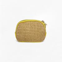Monedero de paja y cuero genuino para mujer, bolsa de verano para playa,Cartera De VERANO, Estilo Bohemio De Verano Tejido De Hierba, Hecho a Mano,Dulce Y Fresca,Bolsillo de paja para monedas，Cartera artesanal mixta: paja natural + piel auténtica - details 4